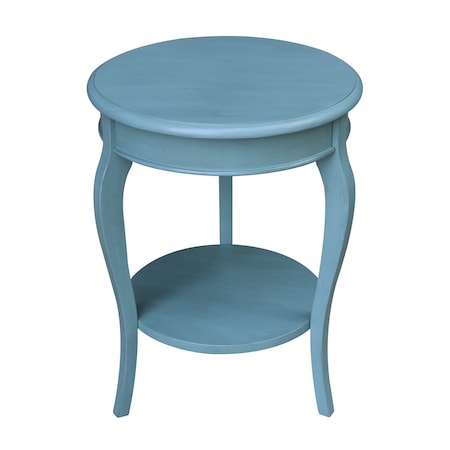 International Concepts Round Cambria  End Table, 18 W, 18 L, 24 in H, Wood, Antique Rubbed Ocean Blue OT32-18R-18